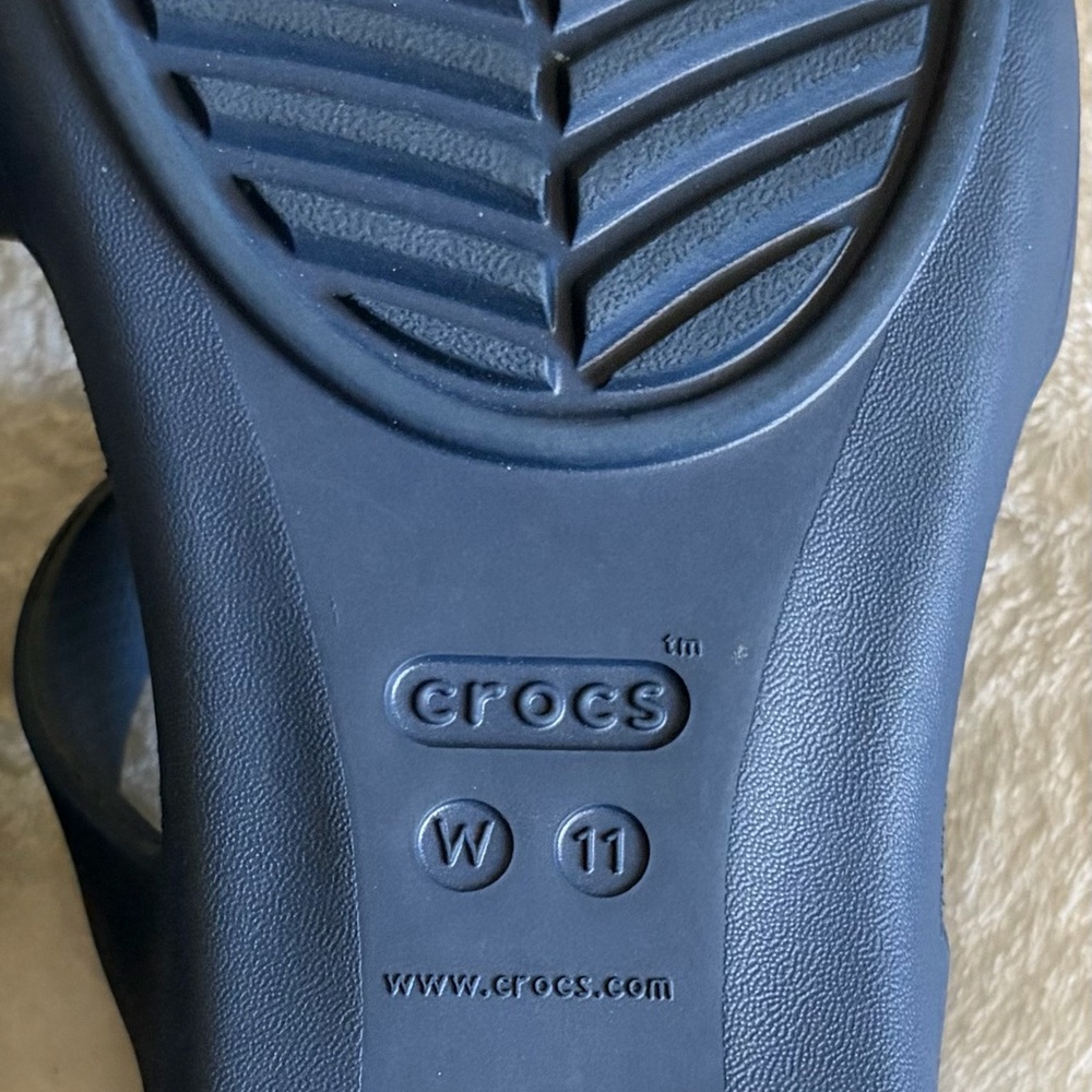 CROCS Dark Blue Double-Strap Slide Sandals Women’s Sz‎ 11 - Picture 5 of 6